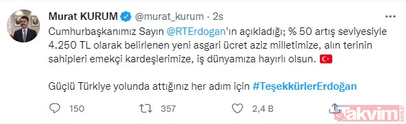 Asgari ücret 2022'de 4253 TL oldu! 'Teşekkürler Erdoğan' etiketi sosyal medyada 1. sırada - 10