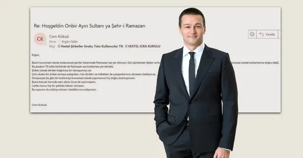 Vestel'de Ramazan tebriğini yasaklayan Zorlu Holding CEO'su Bekir Cem Köksal'ın ifadesi ortaya çıktı