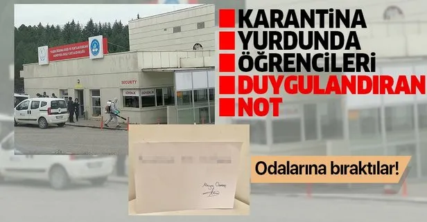 Karantina yurdunda kalan öğrencilere duygulandıran notlar