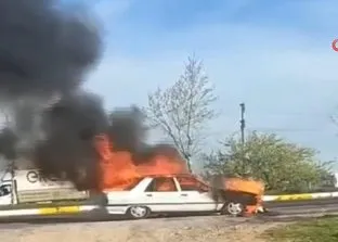 Mardin’de park halindeki otomobil alev topuna döndü!