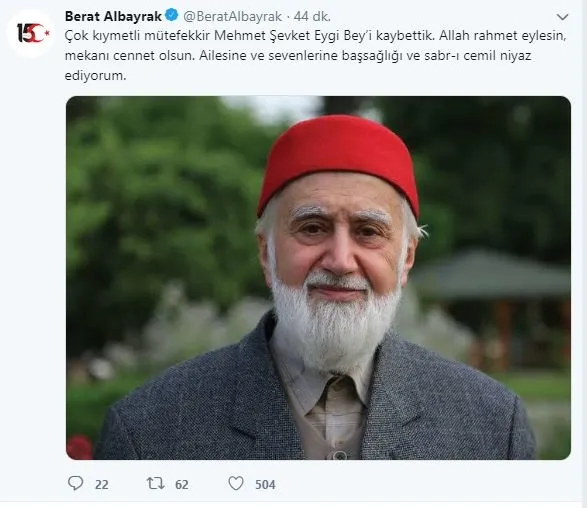 Bakan Albayrak'tan Mehmet Şevket Eygi için taziye mesajı-1