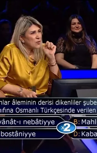 Kim Milyoner Olmak İster'de dikkat çeken 'Osmanlı' sorusu! Denizhıyarları sınıfına Osmanlı Türkçesinde verilen ad nedir?