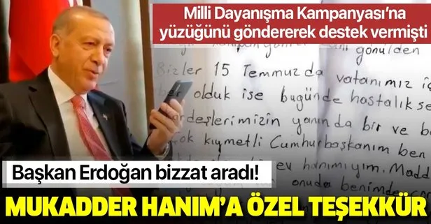 Son dakika: Başkan Erdoğan’dan Milli Dayanışma Kampanyası’na destek veren Mukadder Hanım’a özel teşekkür