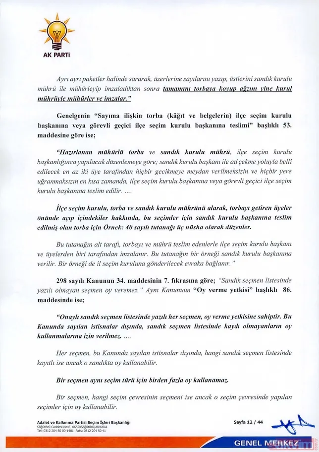 İÅte  AK Parti İstanbul seçimlenin iptali için YSK'ya verdiÄi 44 sayfalık olaÄanüstü itiraz dilekçesi