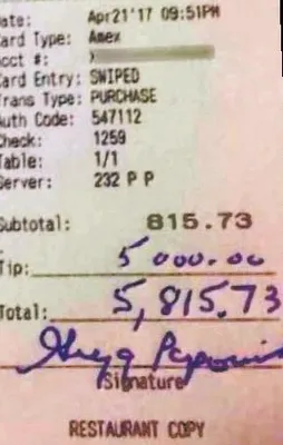 Popovich’ten 5 bin dolar bahşiş