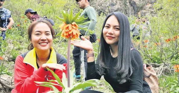 Taylandlı iki turist sosyal medyadan gördükleri ters laleye hayran kaldı: Hakkari’ye görmeye geldi