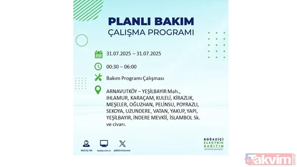 İstanbul'da bugün elektrik kesilecek mi? 31 Temmuz Perşembe elektrik kesintisi yaşanacak ilçeler hangileri? - 47