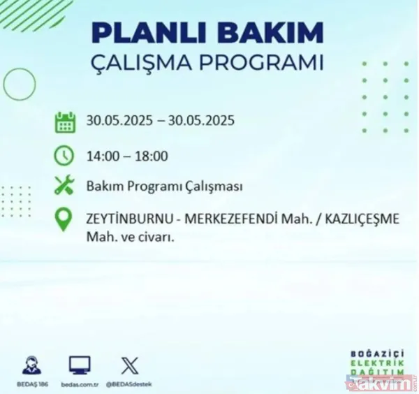Bedaş | 30 Mayıs İstanbul Elektrik Kesintisi