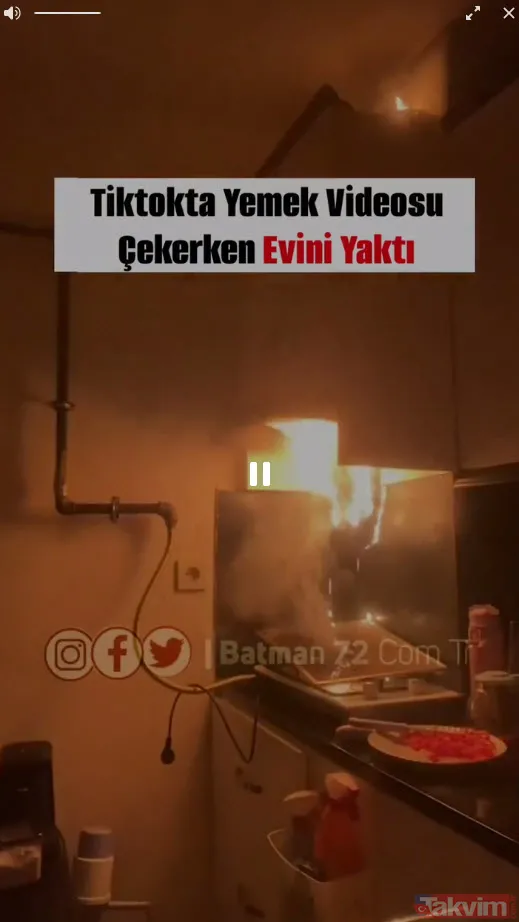 Al sana Tiktok! Yemek videosu çekeyim dedi mutfağının yanışını izledi: Alevleri üfleyerek söndürme çabası dikkat çekti - 7
