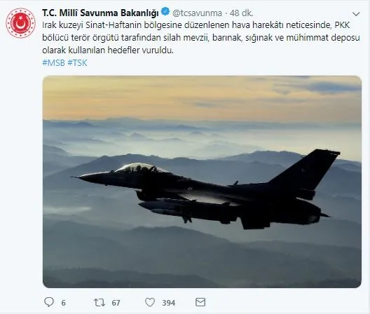 Son dakika haberi: Irak'ın kuzeyinde PKK hedefleri vuruldu-1