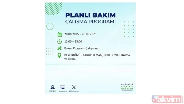 ⚫20 Ağustos 2025 İstanbul'da Elektrik Kesintisi Yaşanacak İlçe Ve Mahalleler