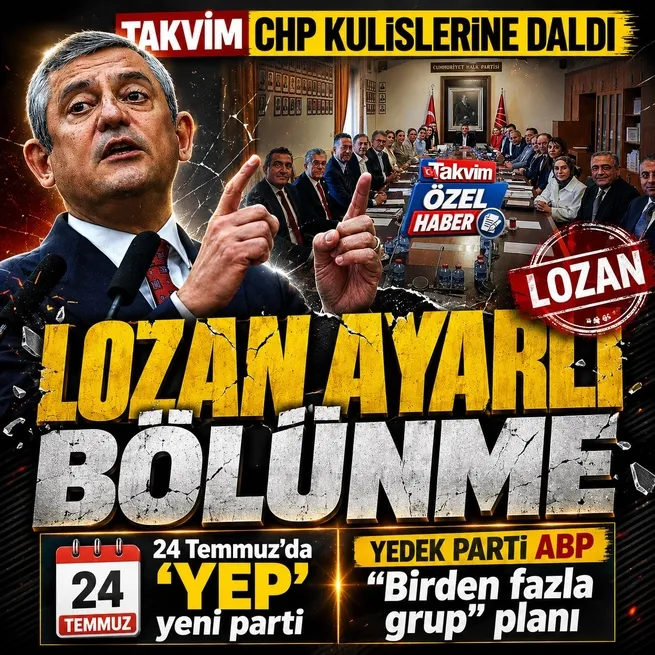 CHPde Lozan ayarlı bölünme! TAKVİM kulislere daldı... 24 Temmuzda YEP yeni parti