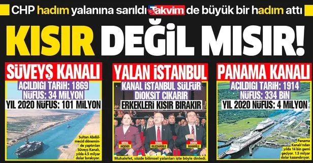 CHP, Kanal İstanbul’la ilgili hadım bırakır yalanına sarıldı, TAKVİM de büyük bir hadım attı!