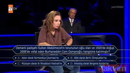 Bilemeyince çekildi! Milyoner’de Osmanlı sorusu: Sultan Abdülmecid Han, Burhaneddin Cem Osmanoğlu ve Normandiya Çıkarması...