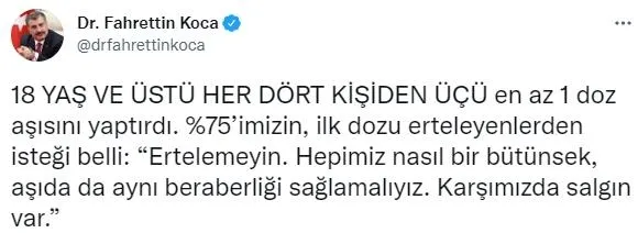 Koronavirüsle mücadelede ülke genelinde uygulanan toplam aşı miktarı 90 milyon dozu geçti! Bakan Koca'dan flaş açıklama-5