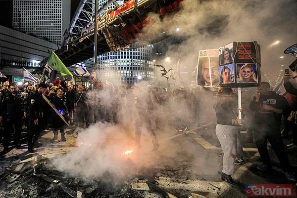 Tel Aviv yangın yeri! Katil Netanyahu karşıtı İsrailliler sokakları ateşe verdi - 15