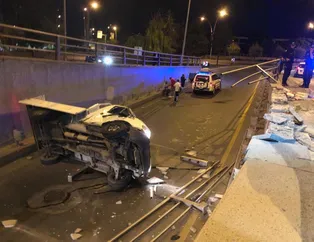 Ankara'da feci kaza! Kamyonet köprüden düştü