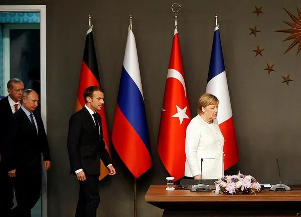Son Dakika... İstanbul'daki dörtlü Suriye zirvesi sonrası Erdoğan, Putin, Merkel ve Macron'dan ortak açıklama-1
