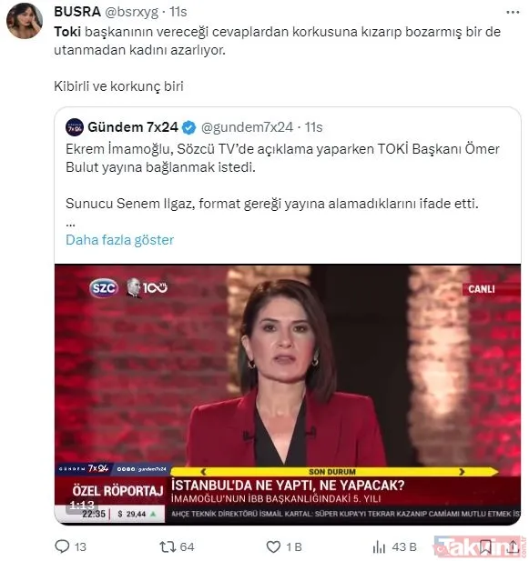 Ekrem İmamoğlu'ndan canlı yayında skandal! Senem Ilgaz'ı canlı yayında azarladı... Tepki yağdı Enver Aysever'den olay sözler - 11