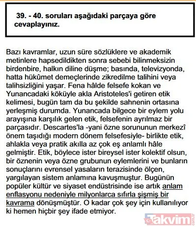 2019 YKS TYT soruları ve cevapları burada! Türkçe, Sosyal Bilimler, Matematik, Fen Bilimleri cevap anahtarı - 41