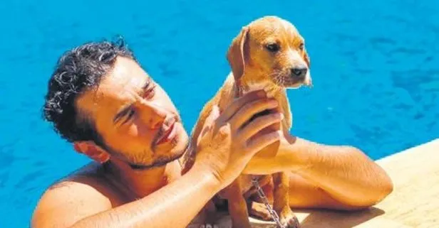 Cem Belevi’den minik köpeğiyle havuz keyfi