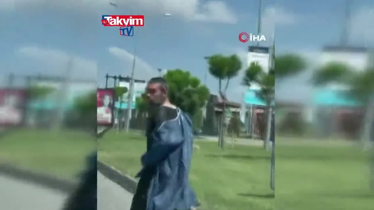 Kozyatağı E-5 karayolunda üzerinde ameliyathane önlüğüyle metrelerce yürüdü