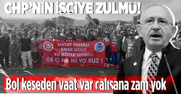 CHP’li Tekirdağ Büyükşehir Belediyesi işçilerinden ’zam’ eylemi