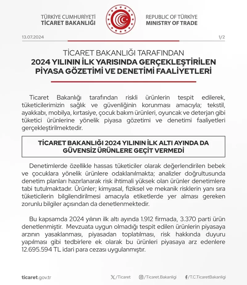 Ticaret Bakanlığı açıkladı! Güvensiz ürünleri piyasaya sürenlere 12,6 milyon lira ceza kesildi-2