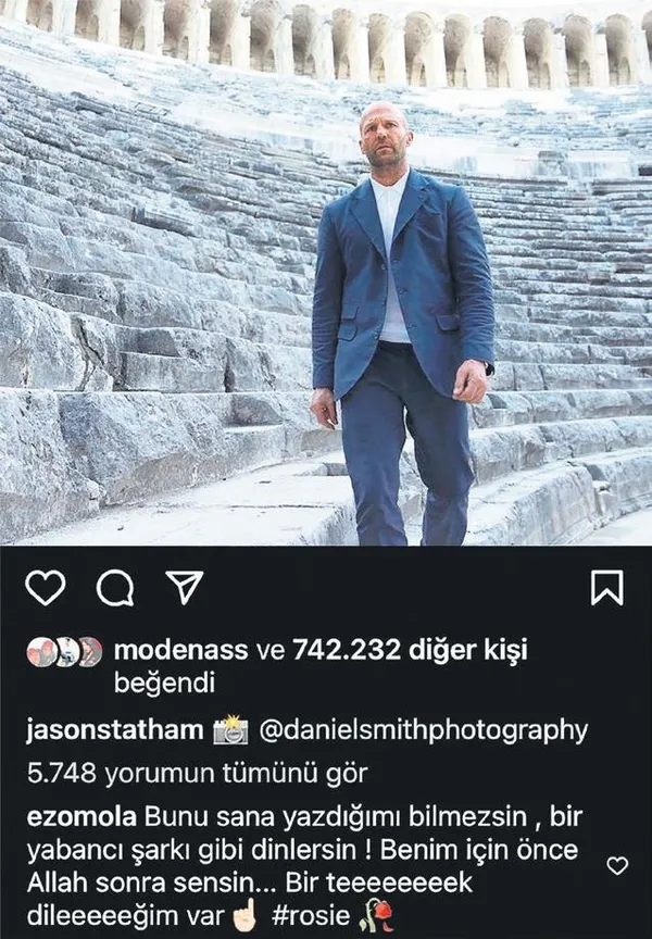 Ezgi Mola, hayranı olduğu Jason Statham'a İbrahim Tatlıses şarkısıyla seslendi-1