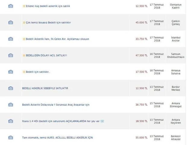 Bedelli askerlik için araba ilanları patladı: Bedelli askerlikten dolayı satılık!-1