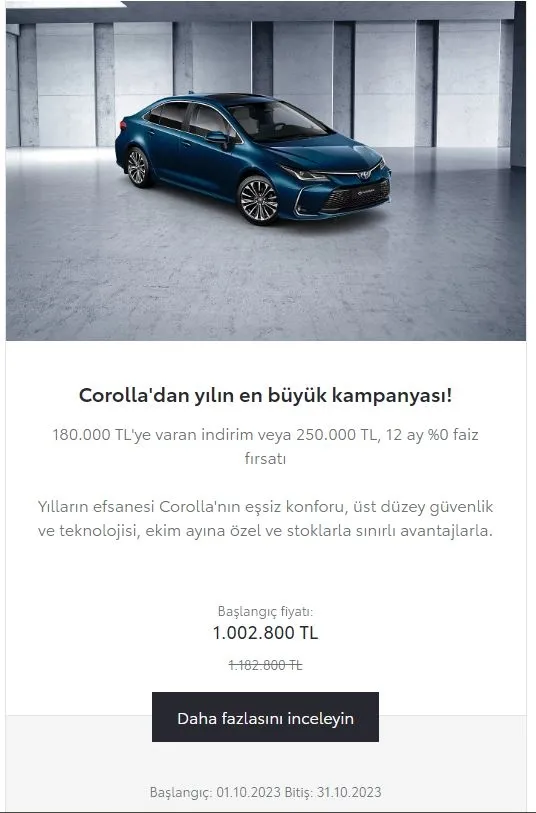 Toyota sıfır otomobil fiyatları! Ekim ayı Toyota kampanyalı fiyat listesi! Carina, Hilux, Corolla, Yaris, Camry...-7