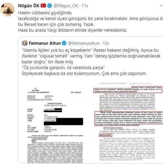 İstanbul 16. Asliye Ceza Mahkemesi tarafından hukukun canına okuyan karar! Fatmanur Altun'a edilen hakareti akladılar-3