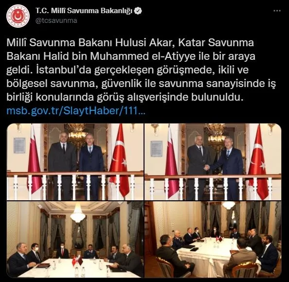 Türkiye ile Katar arasında kritik temas! Milli Savunma Bakanı Akar, Katar Savunma Bakanı Atiyye ile görüştü-2