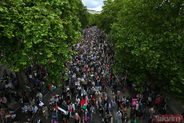 İngiltere'de on binlerce kişi Filistin için tek ses oldu: Gazze'de soykırıma son verin - 6