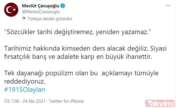 Türkiye'den ABD Başkanı Biden'ın 1915 olaylarını 'soykırım' olarak tanımlamasına peş peşe tepkiler! - 6