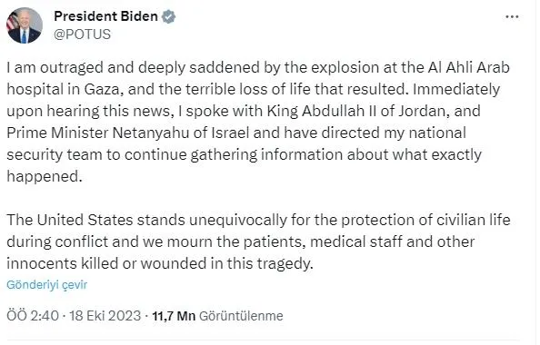 ABD verdi İsrail vurdu! Gazze’ye hastane saldırısını soykırımcı Tel Aviv’in düzenlediği kanıtlandı: Batı üç maymunu oynuyor-6