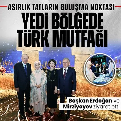 Başkan Erdoğan ve Mirzoyayev Beştepe’de ’Asırlık Tatların Buluşma Noktası: Yedi Bölgede Türk Mutfağı’ sergisini gezdi