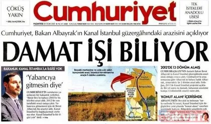 Bakan Albayrak’a Kanal İstanbul üzerinden algı operasyonu yürüten Cumhuriyet’in terör manşetleri