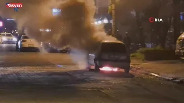 Park halindeki araçta korkutan yangın