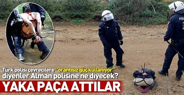 Alman polisi Hambach Ormanındaki çevrecileri yaka paça dışarı attı