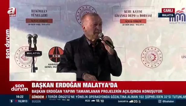 Başkan Recep Tayyip Erdoğan Malatya'da toplu açılış töreninde konuştu