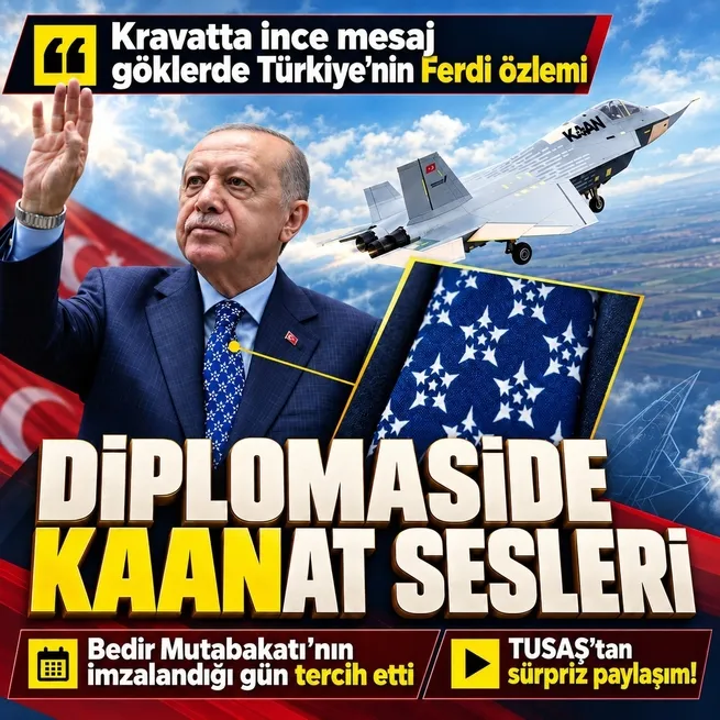 Başkan Erdoğan’ın KAAN desenli kravatının ardından TUSAŞ’tan Ben de özledim sürprizi