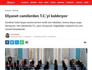 Diyanet camilerden T.C.’yi kaldırıyor yalanı