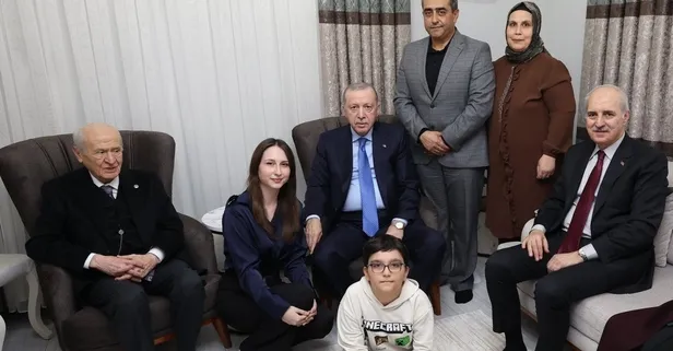 Cumhur Osmaniye'de! Başkan Erdoğan ve Bahçeli asrın felaketinin yıl dönümünde depremzede aileyi ziyaret etti