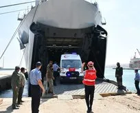 TCG Sancaktar ve TCG Bayraktar’ın Libya’ya ulaştırdığı yardım malzemeleri yetkililere teslim edildi