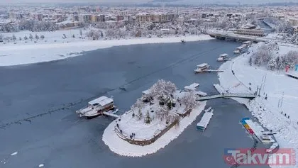 Türkiye’nin en büyük 3. gölü! Kuraklıkla can çekişen Beyşehir Gölü’ne kar döküldü