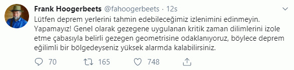 Frank Hoogerbeets Türkçe tweet atıp uyardı! 5.8'lik İstanbul depremini bilmişti-1