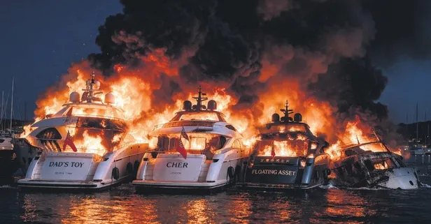 Bodrum’da lüks yat faciası! 100 milyon dolarlık filo alevlere teslim oldu