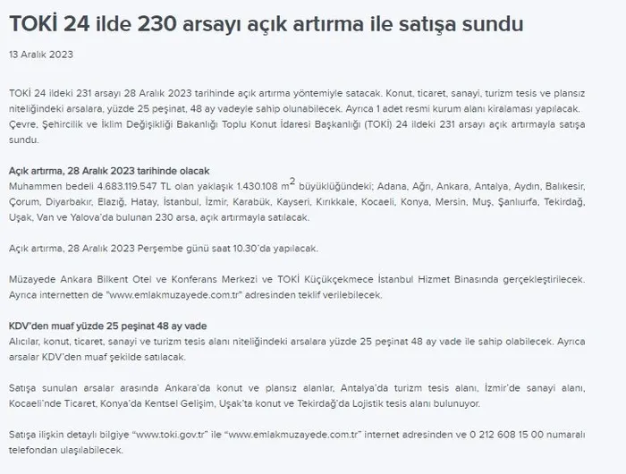 toki-cikmayanlara-21-31-mustakil-daire-imkani-adana-ankara-antalya-istanbul-izmir-kocaelinde-satilik-arsa-ilan-1703008612617.jpg Adana, Ankara, Antalya, İstanbul, İzmir, Kocaeli'nde satılık arsa ilanları! TOKİ çıkmayanlara 2+1, 3+1 müstakil daire imkanı! 28 Aralık son tarih!-7