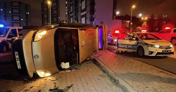Kayseri’nin Hacılar ilçesinde polisten kaçan şüpheliler kaza yapınca yakalandı